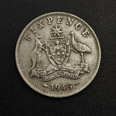 【淘币小摊】实时拍第八百七十四拍   银币散币场    每周一统一发货 - 澳大利亚1945年乔治六世6便士银币