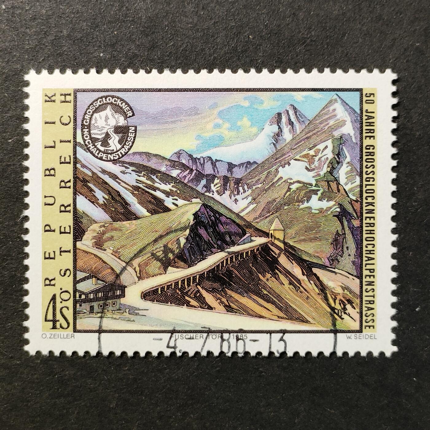 ↓君缘收藏751期☞钱币邮品↓无佣金、可寄存、满30元包邮  奥地利邮票，1985年大格洛克纳高山公路建成50周年·大格洛克纳山富歇托山口路段雕刻版1全