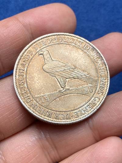 《竞宝斋》第466场 周日，周一 2场连拍 （全场包邮）欢迎送拍 - 德国1930魏玛共和国鹰桥5马克银币