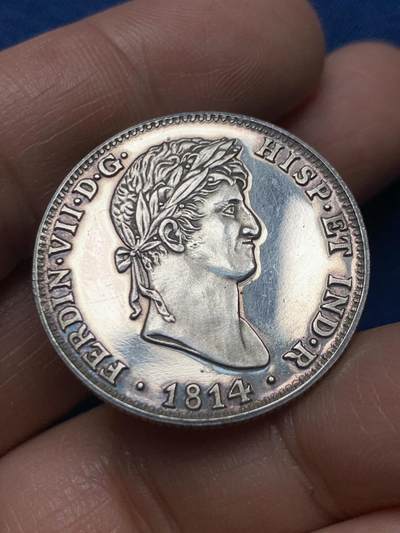 《竞宝斋》第466场 周日，周一 2场连拍 （全场包邮）欢迎送拍 - 西班牙复刻费迪南七世4S银章 999银 镜面感 稀少 9.75克 30mm