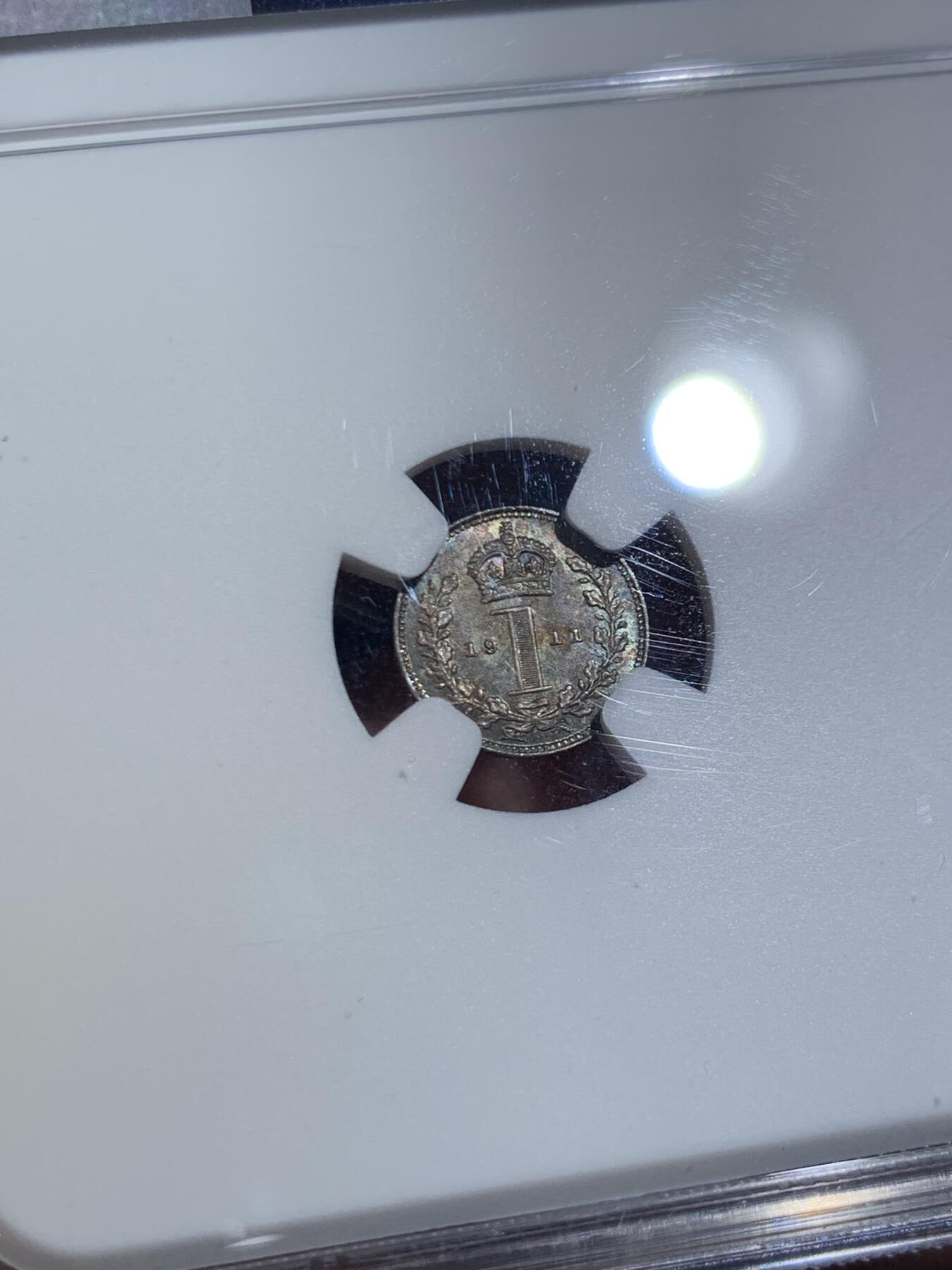 《竞宝斋》第466场 周日，周一 2场连拍 （全场包邮）欢迎送拍 四枚一组 NGC MS62-64 英国1911年乔治五世濯足币1-4便士银币 包浆舒服 评级数量比同年份精制币少很多