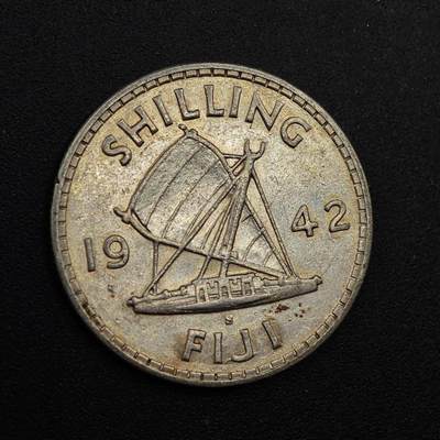 【淘币小摊】实时拍第八百七十四拍   银币散币场    每周一统一发货 - 斐济1942年乔治六世一先令银币