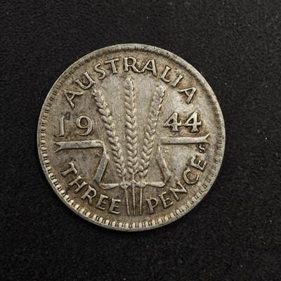 【淘币小摊】实时拍第八百七十四拍   银币散币场    每周一统一发货 - 澳大利亚1944年乔治六世3便士银币