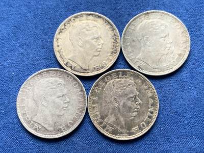 《竞宝斋》第466场 周日，周一 2场连拍 （全场包邮）欢迎送拍 - 四枚一组 罗马尼亚1942年米哈伊尔一世200列伊银币 835银 总重24.1g