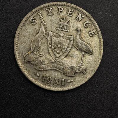 【淘币小摊】实时拍第八百七十四拍   银币散币场    每周一统一发货 - 澳大利亚1951年乔治六世6便士银币