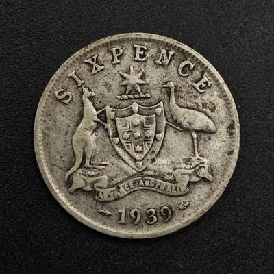 【淘币小摊】实时拍第八百七十四拍   银币散币场    每周一统一发货 - 澳大利亚1939年乔治六世6便士银币