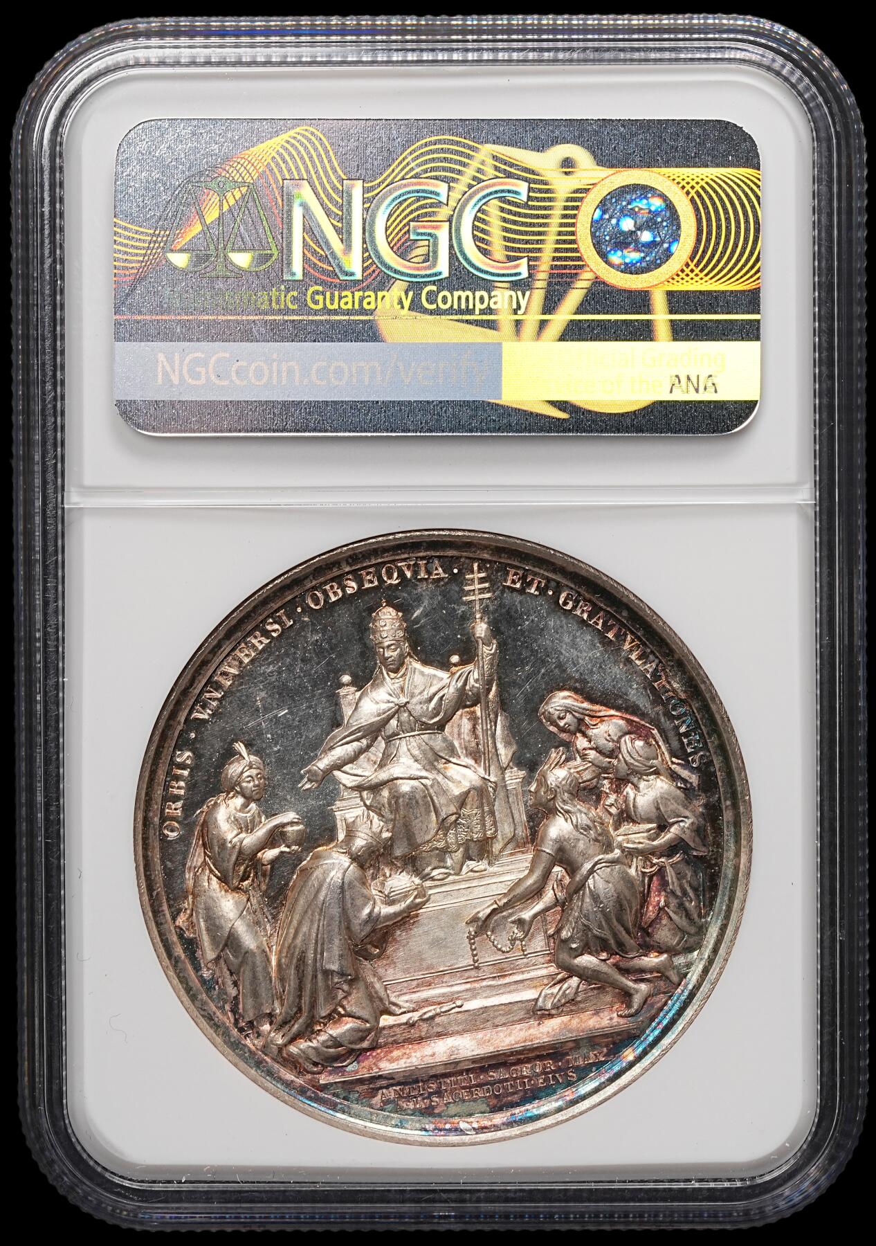 修遠堂世界钱币第106期，请看参拍说明 NGC MS63-纪念教皇利奥十三世晋铎（成为神父）50周年大银章