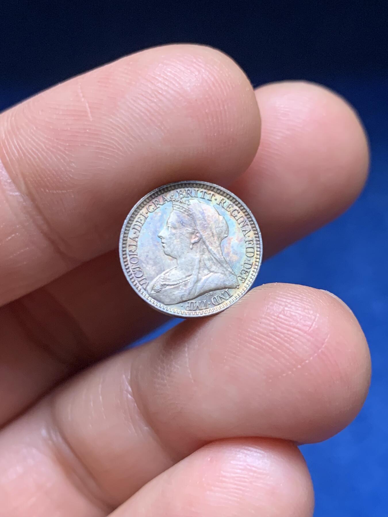 《竞宝斋》第466场 周日，周一 2场连拍 （全场包邮）欢迎送拍 英国 1895年 维多利亚 濯足2便士 银币 包浆漂亮