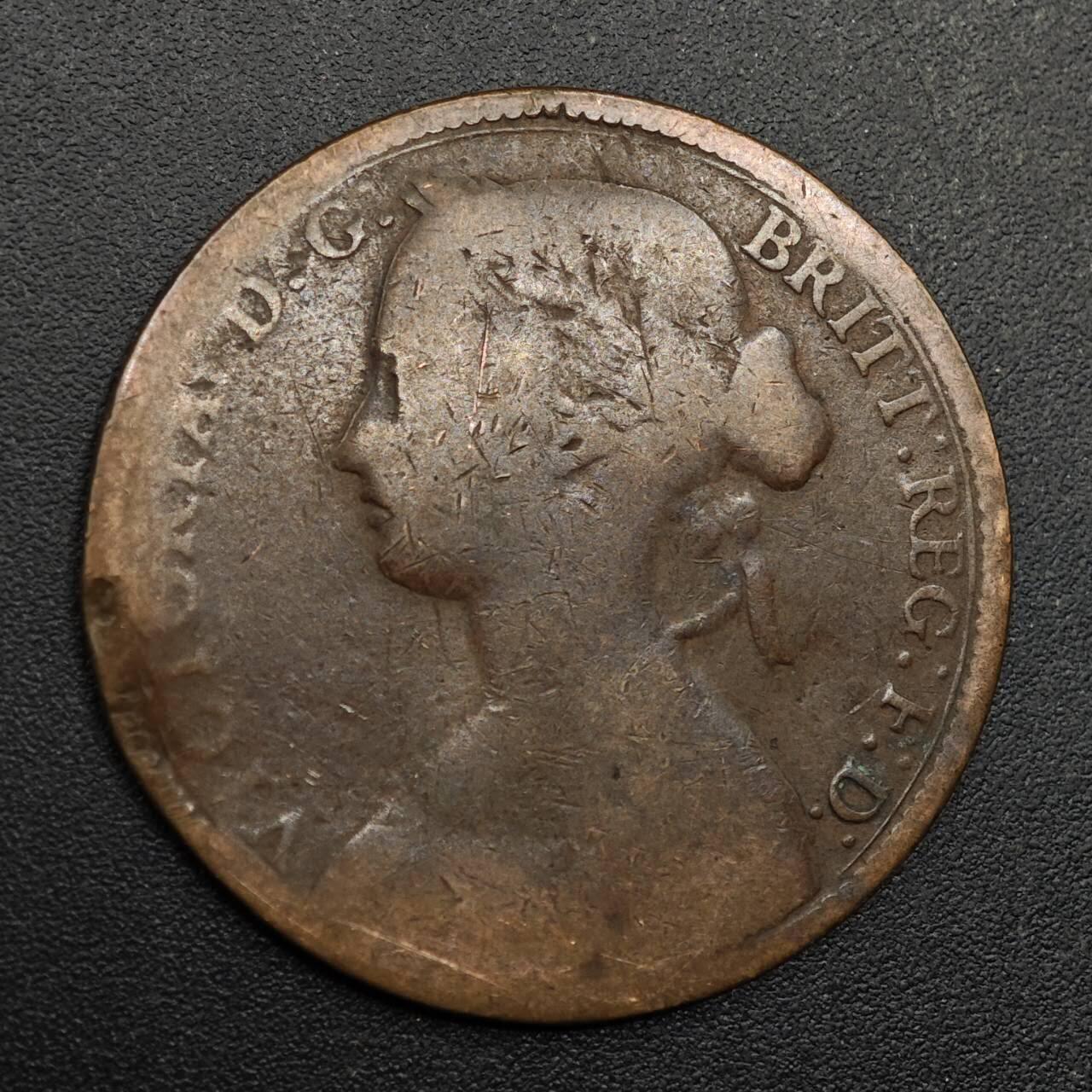 【淘币小摊】实时拍第八百七十四拍   银币散币场    每周一统一发货 英国1860年维多利亚一便士铜币