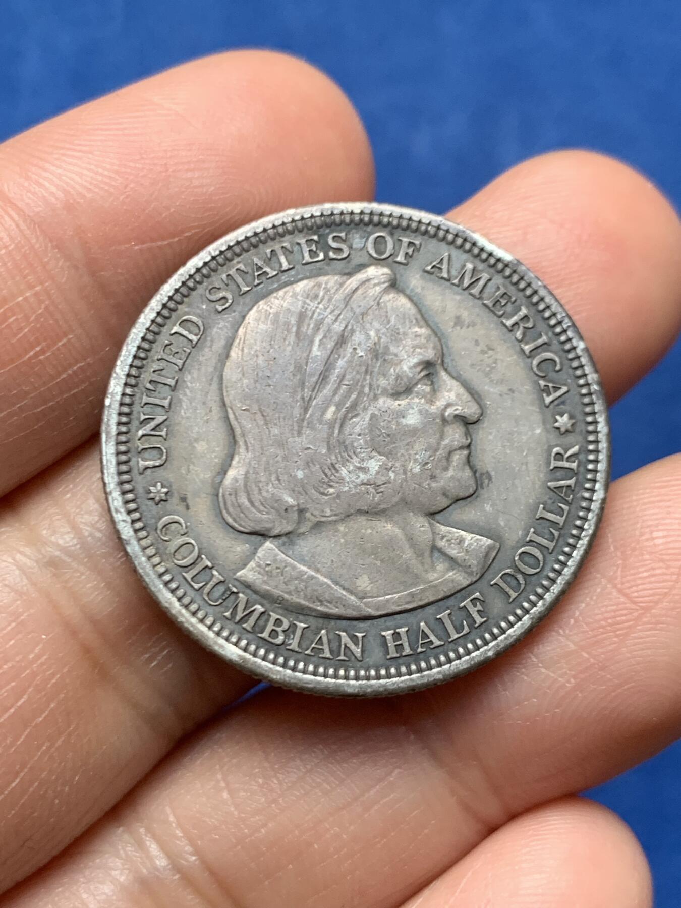 《竞宝斋》第466场 周日，周一 2场连拍 （全场包邮）欢迎送拍 美国1892年哥伦布纪念半美元银币，首年，12.45克，900银