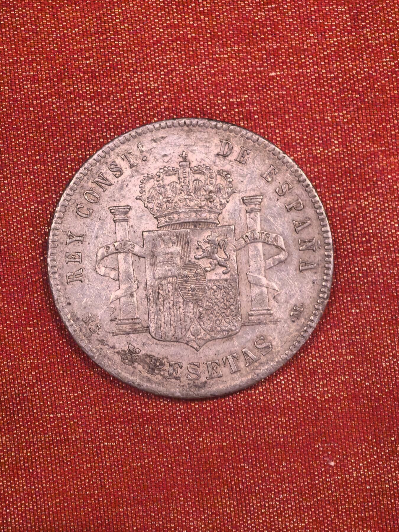 欧洲铜章和回流杂项第一场 西班牙阿方索十二世 5比塞塔银币（1885年）