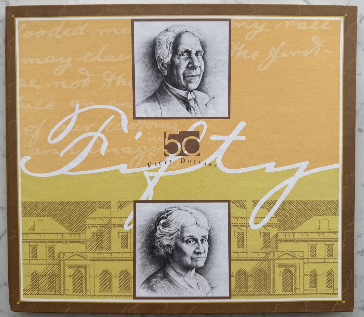 2026第4场（总第231期）：精品测试钞、外钞综合场  双钞册/澳大利亚“纸塑同号首发”50元AA冠红字特殊加盖纪念册装UNC（第500号）