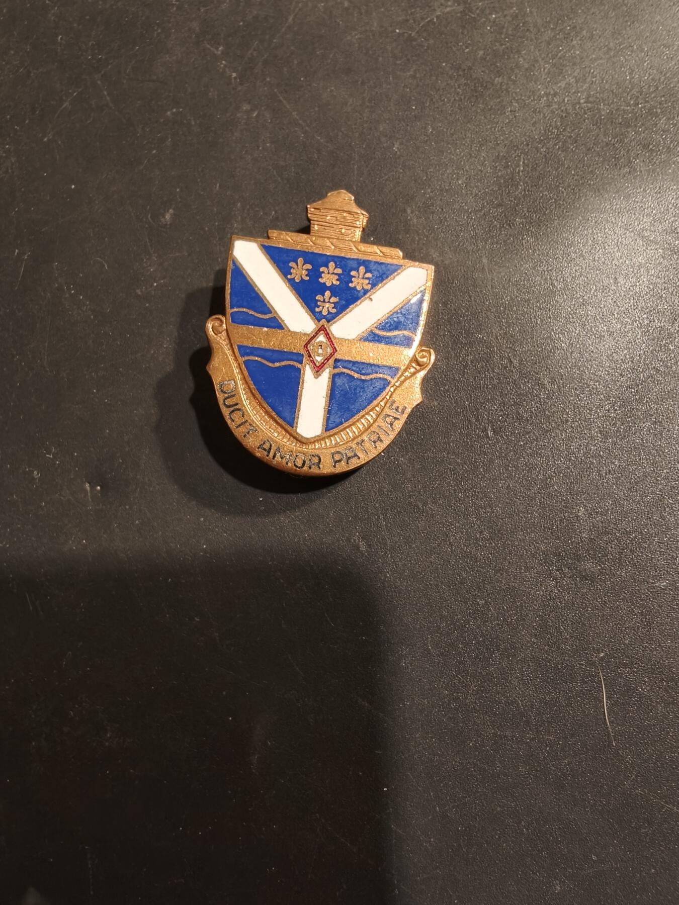 老王徽章第185期 美国陆军第131步兵团证章    二战时期铜质珐琅