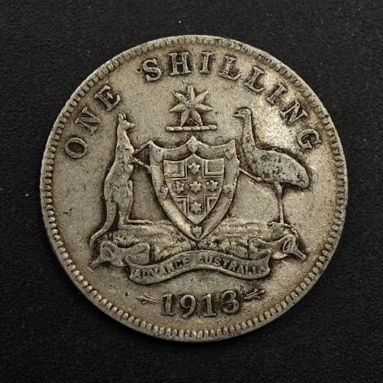 【淘币小摊】实时拍第八百七十四拍   银币散币场    每周一统一发货 澳大利亚1913年乔治五世一先令银币
