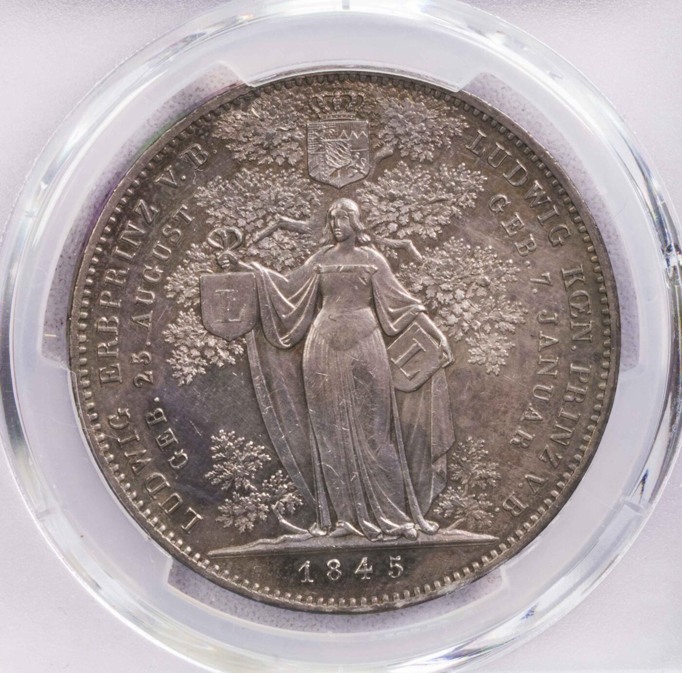 PCGS-AUD 1845巴伐利亚皇孙2泰勒银币