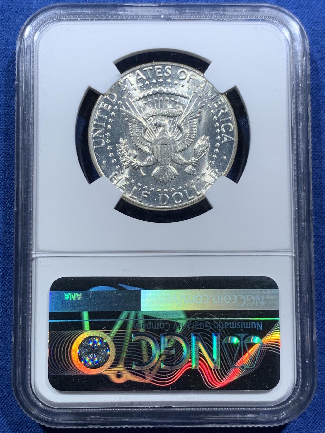 《竞宝斋》第466场 周日，周一 2场连拍 （全场包邮）欢迎送拍 NGC MS65 美国1964年肯尼迪50分高银银币 状态漂亮