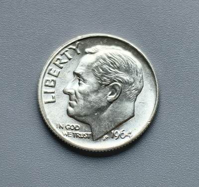 《崇甫堂》一精品外币专场⑧ - 美国1964年罗斯福10美分银币 KM#195