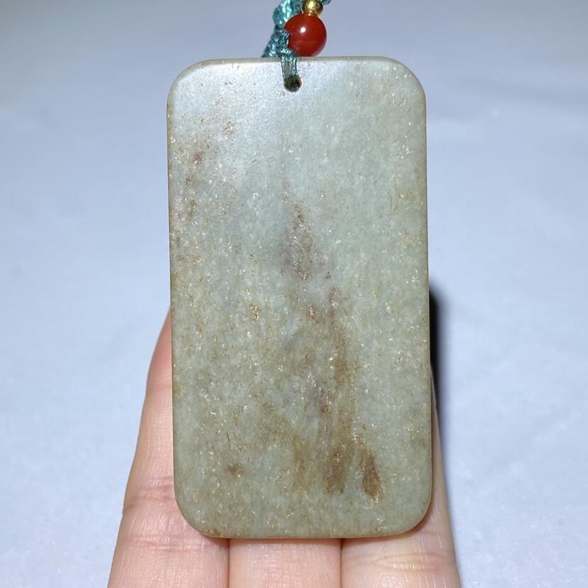 和田青白玉老玉龙牌挂件