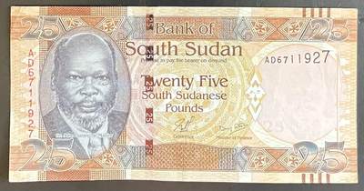 小福收藏拍卖第201期 流通品相裸钞 特惠场 本场拍卖美洲大洋洲非洲亚洲纸币【佣金仅收2% 不设最低佣金 全场包邮】 - 南苏丹 2011年 25镑 