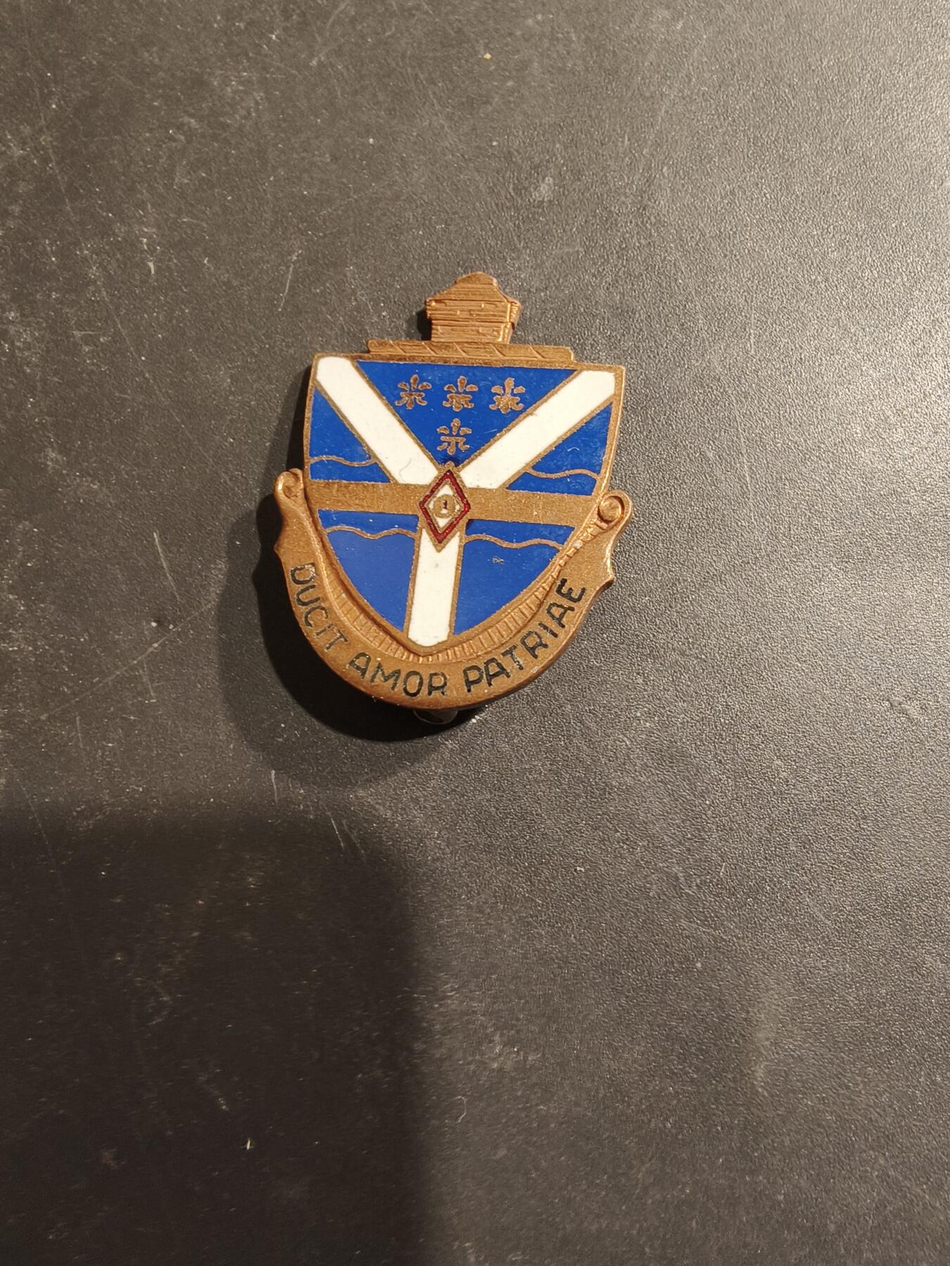 老王徽章第185期 美国陆军第131步兵团证章    二战时期铜质珐琅