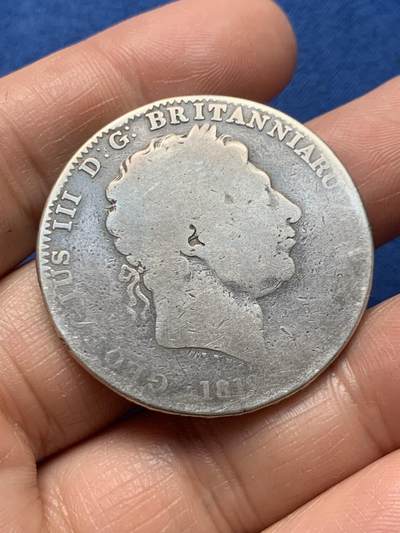 《竞宝斋》第466场 周日，周一 2场连拍 （全场包邮）欢迎送拍 - 英国 1819 乔三 马剑 银币 27克 200多年前的高银大银币 手感一流 细节见图