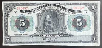 小福收藏拍卖第201期 流通品相裸钞 特惠场 本场拍卖美洲大洋洲非洲亚洲纸币【佣金仅收2% 不设最低佣金 全场包邮】 - 墨西哥 1913年 5比索 矿工 