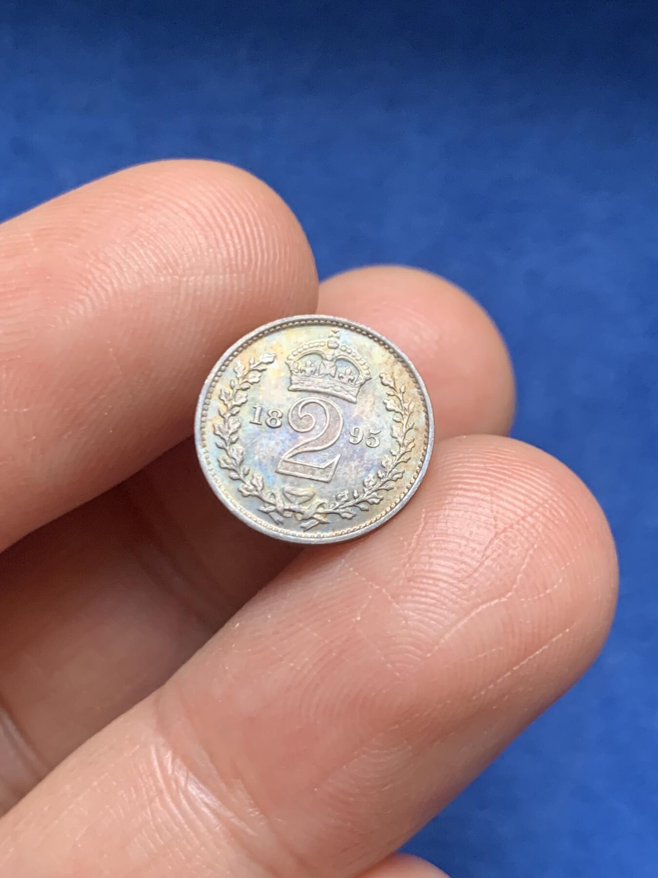 《竞宝斋》第466场 周日，周一 2场连拍 （全场包邮）欢迎送拍 英国 1895年 维多利亚 濯足2便士 银币 包浆漂亮