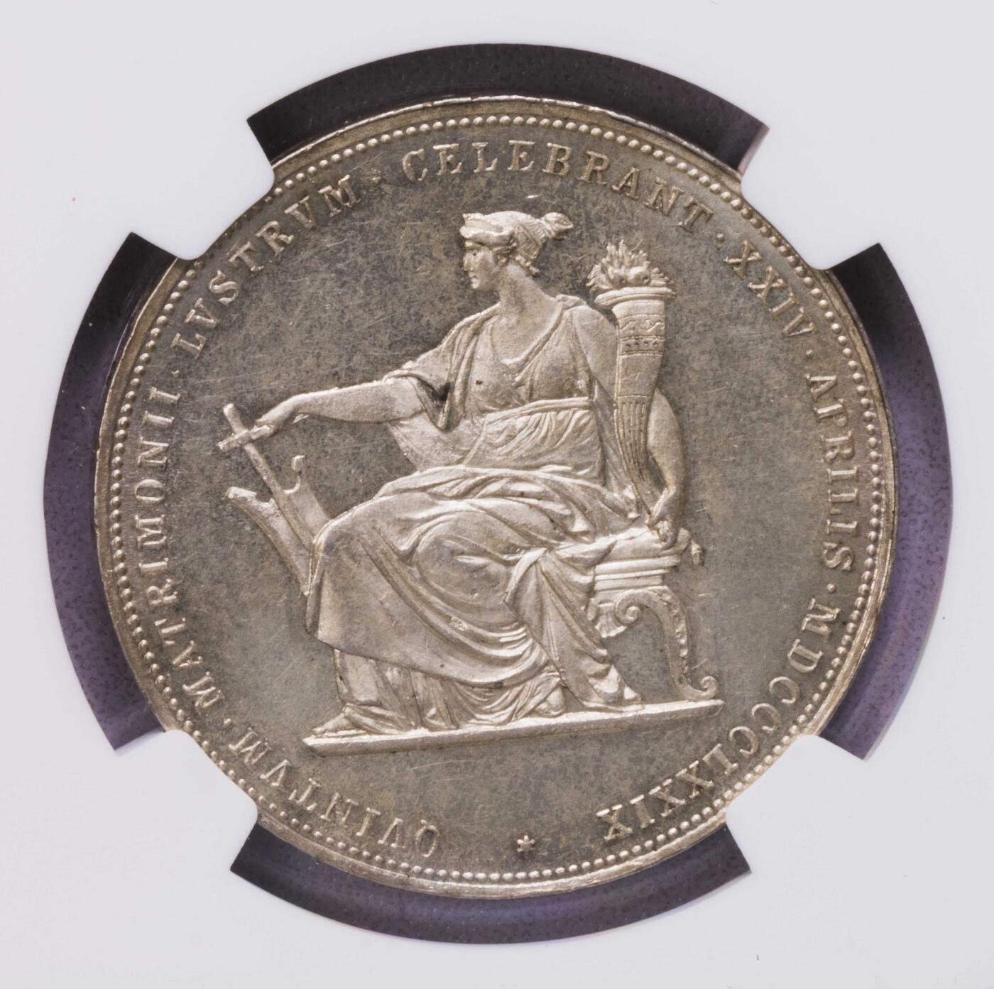 NGC-MS62 1879奥地利茜茜公主银婚2盾大银币