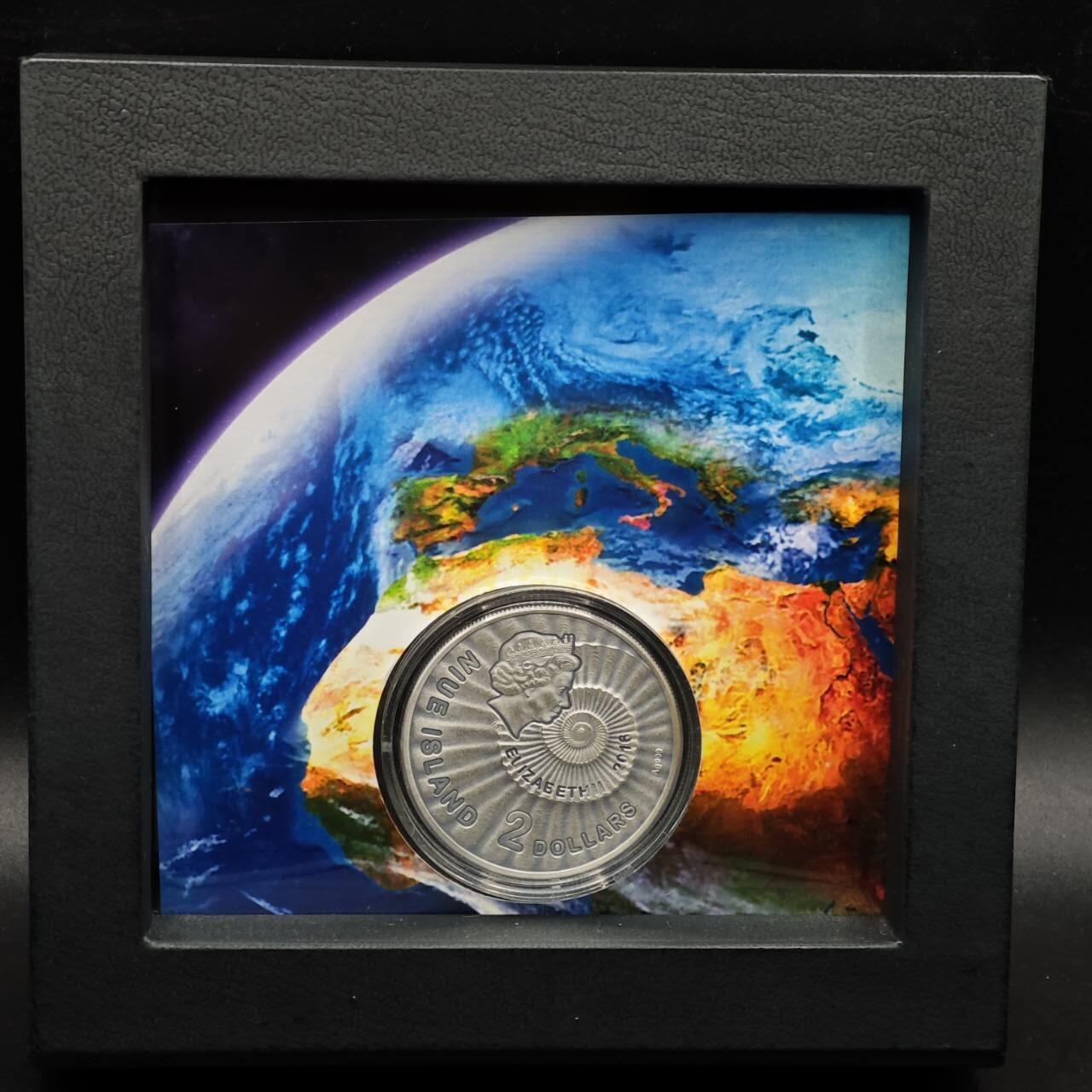 【淘币小摊】实时拍第八百七十三拍   银币套币场    每周一统一发货 纽埃2016年2元彩色仿古银币 撒哈拉之眼 1盎司999银 发行量：999 盒证全 （波兰铸）