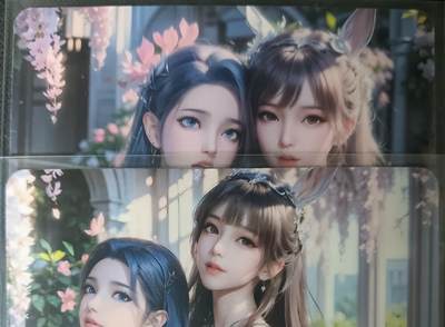 花开卡拍第61期（3月7号周六截拍，品控勿拍!!!拍品不寄存，运费5元（新疆需补运费差价或顺丰到付），自制卡难免瑕疵，可能存在轻微撞角爆边等出厂瑕疵，品控介意勿拍！） - 艺术甄选国漫阿银小舞一对