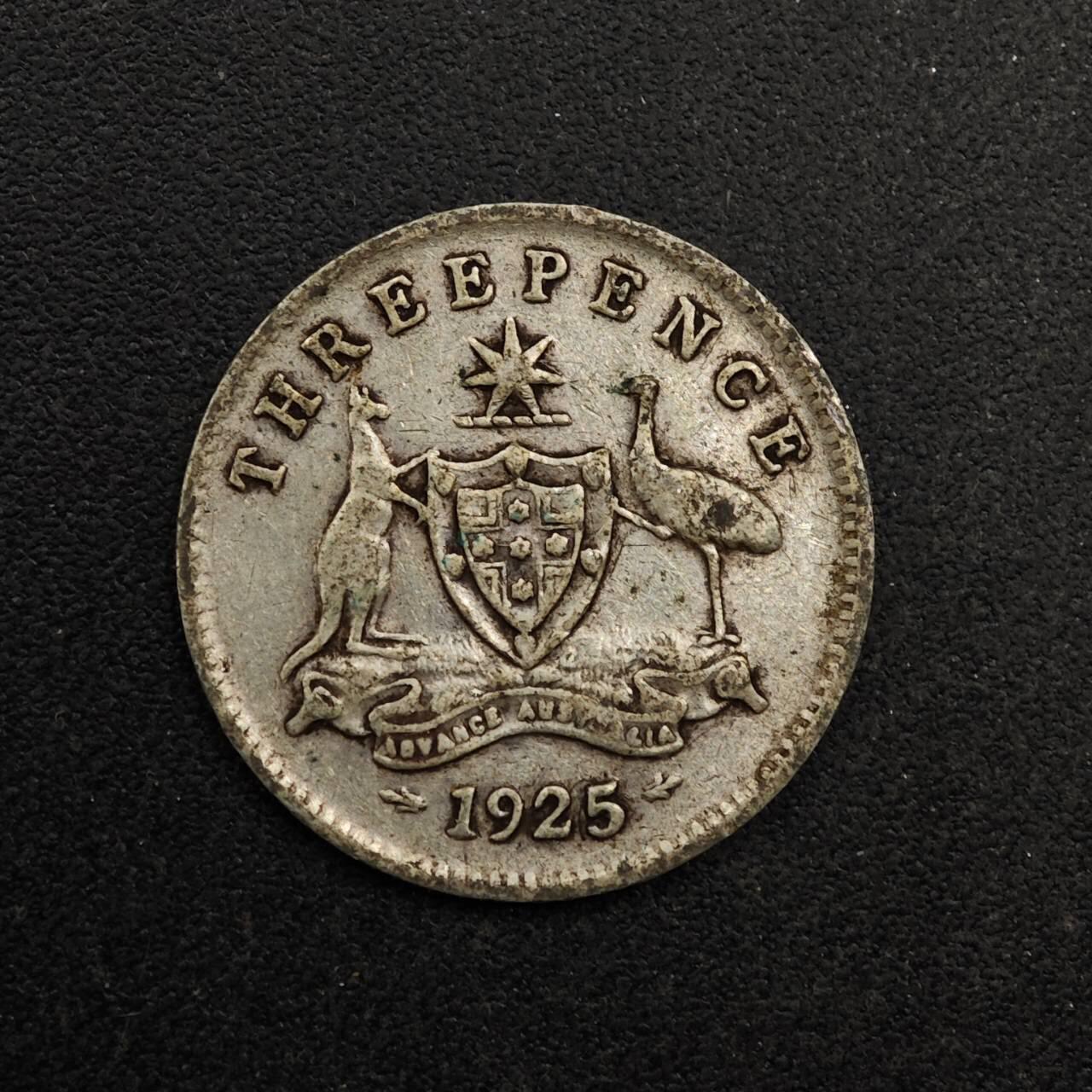 【淘币小摊】实时拍第八百七十四拍   银币散币场    每周一统一发货 澳大利亚1925年乔治五世3便士银币