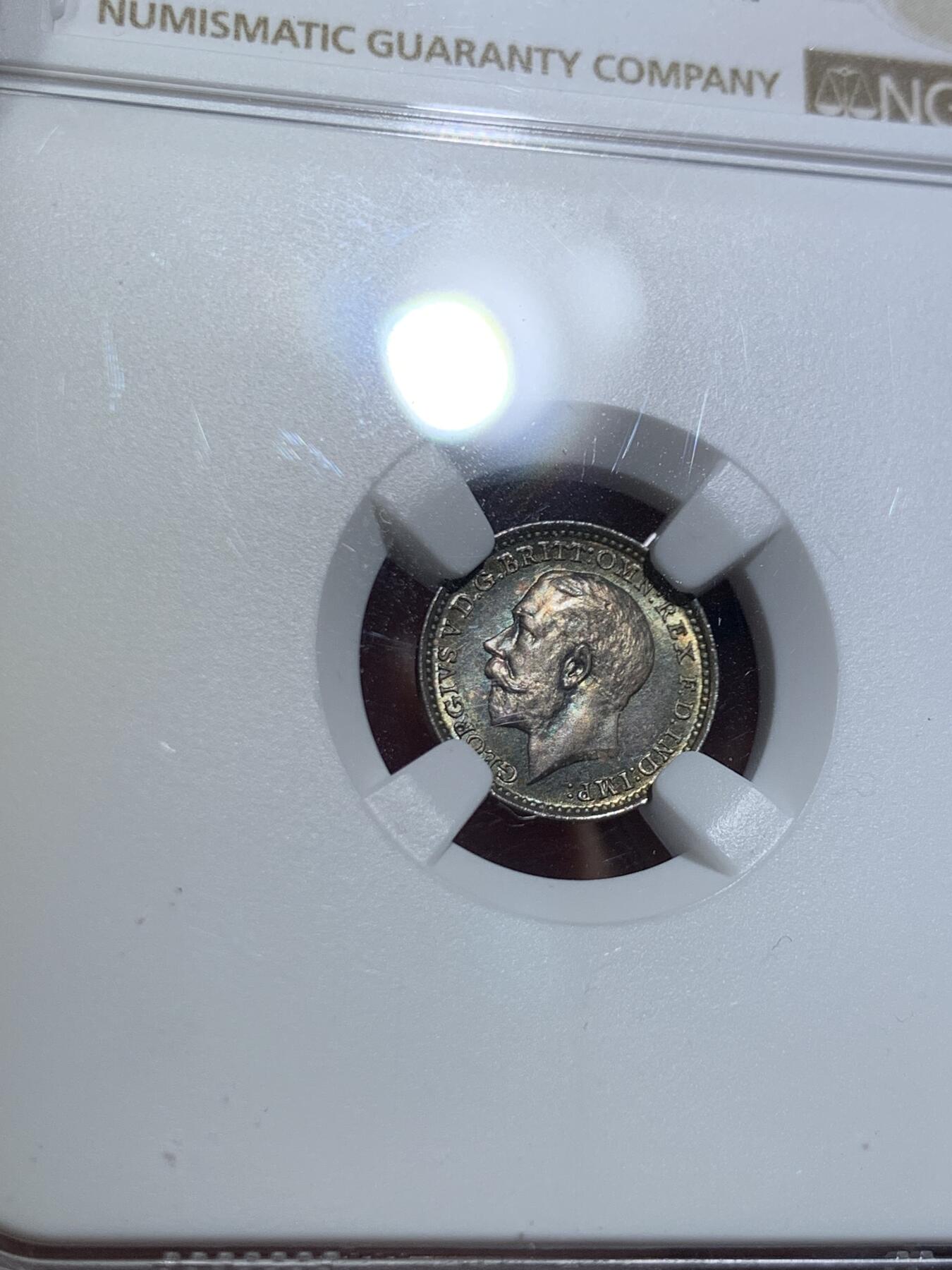 《竞宝斋》第466场 周日，周一 2场连拍 （全场包邮）欢迎送拍 四枚一组 NGC MS62-64 英国1911年乔治五世濯足币1-4便士银币 包浆舒服 评级数量比同年份精制币少很多