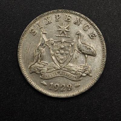 【淘币小摊】实时拍第八百七十四拍   银币散币场    每周一统一发货 - 澳大利亚1928年乔治五世6便士银币