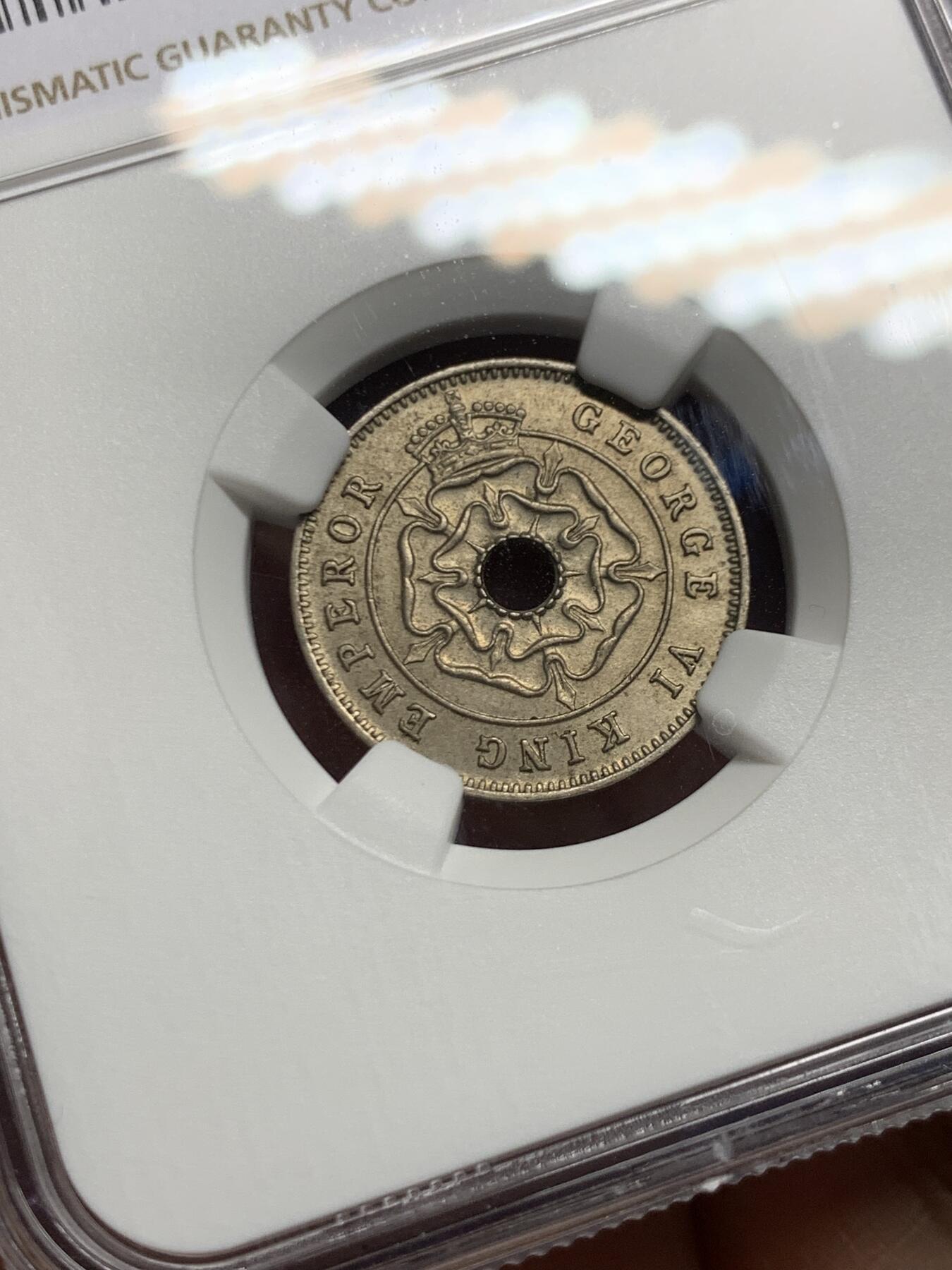 《竞宝斋》第466场 周日，周一 2场连拍 （全场包邮）欢迎送拍 NGC MS64 南罗得西亚1938年乔治六世1/2便士