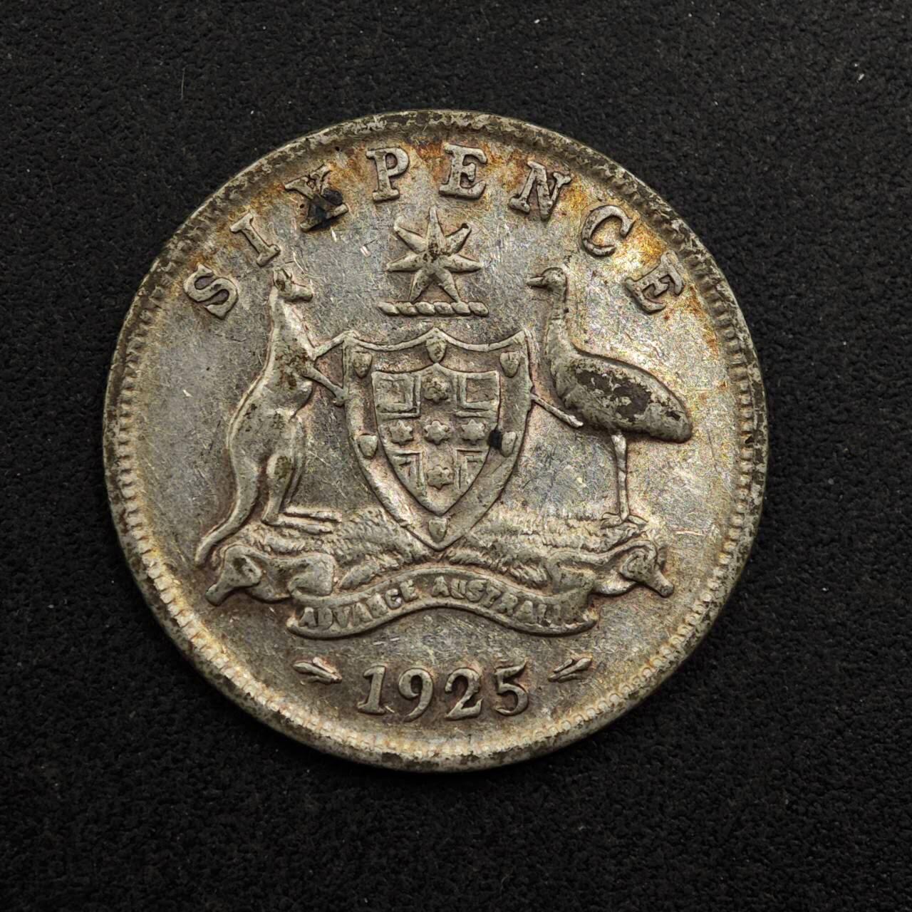 【淘币小摊】实时拍第八百七十四拍   银币散币场    每周一统一发货 澳大利亚1925年乔治五世6便士银币