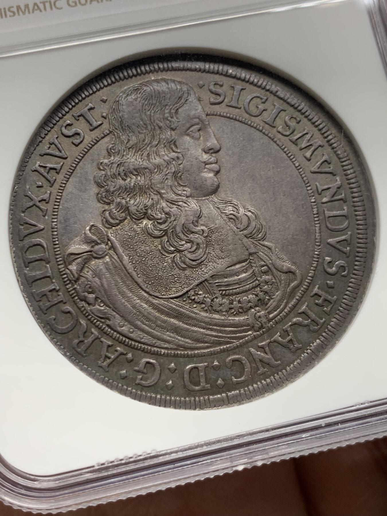 《竞宝斋》第466场 周日，周一 2场连拍 （全场包邮）欢迎送拍 NGC AU58 奥地利 1665 蒂罗尔 泰勒大银币 独年发行 稀少品种 自然深包浆