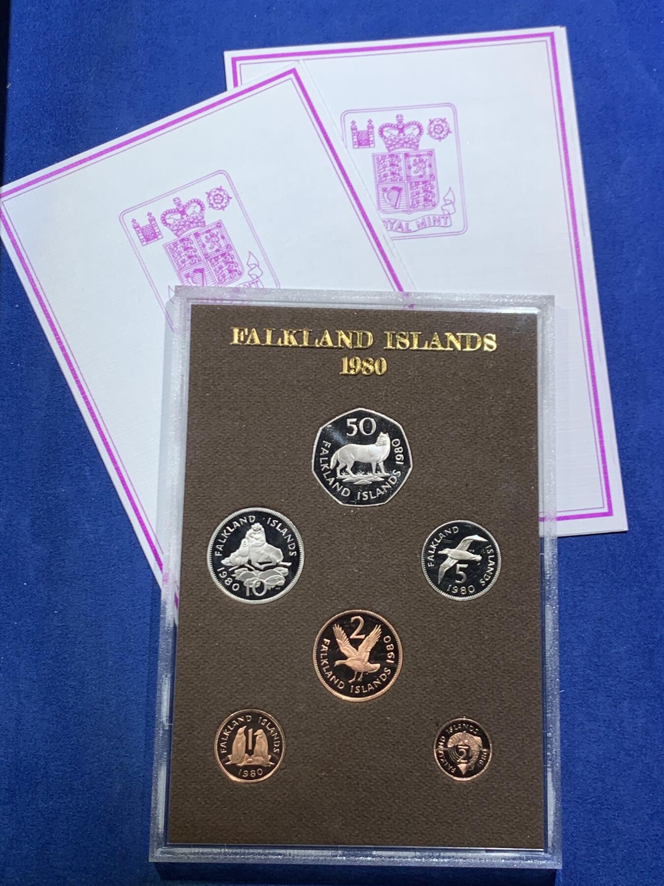 《竞宝斋》第466场 周日，周一 2场连拍 （全场包邮）欢迎送拍 福克兰群岛1980年六枚装精制套币