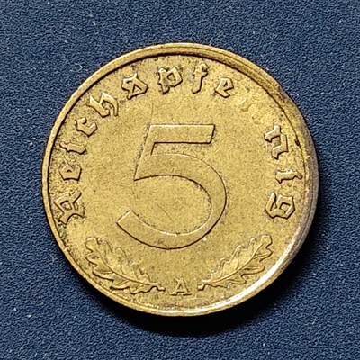 【全场包邮】纯粹捡漏拍508场 - 德国第三帝国1939年A厂5芬尼