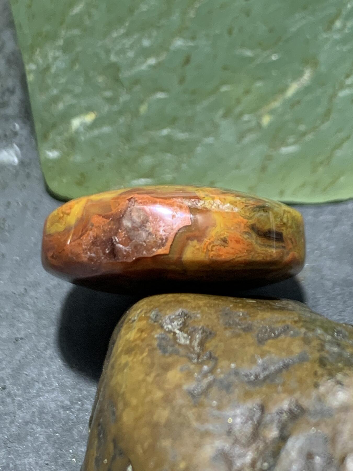 高玉化冰飘草花纹战国红玛瑙随形平安扣一个