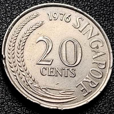 泉币菌-第203场-本场拍品多 请提前出价（正月十五统一发货） - 高币值 1976年 新加坡20分 海洋动物-剑鱼 24mm 