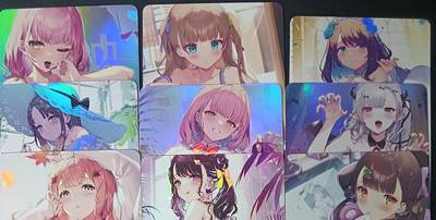 花开卡拍第61期（3月7号周六截拍，品控勿拍!!!拍品不寄存，运费5元（新疆需补运费差价或顺丰到付），自制卡难免瑕疵，可能存在轻微撞角爆边等出厂瑕疵，品控介意勿拍！） - 茉莉 动漫 彩闪 9张，其中3张卡背艺术