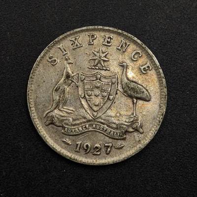 【淘币小摊】实时拍第八百七十四拍   银币散币场    每周一统一发货 - 澳大利亚1927年乔治五世6便士银币