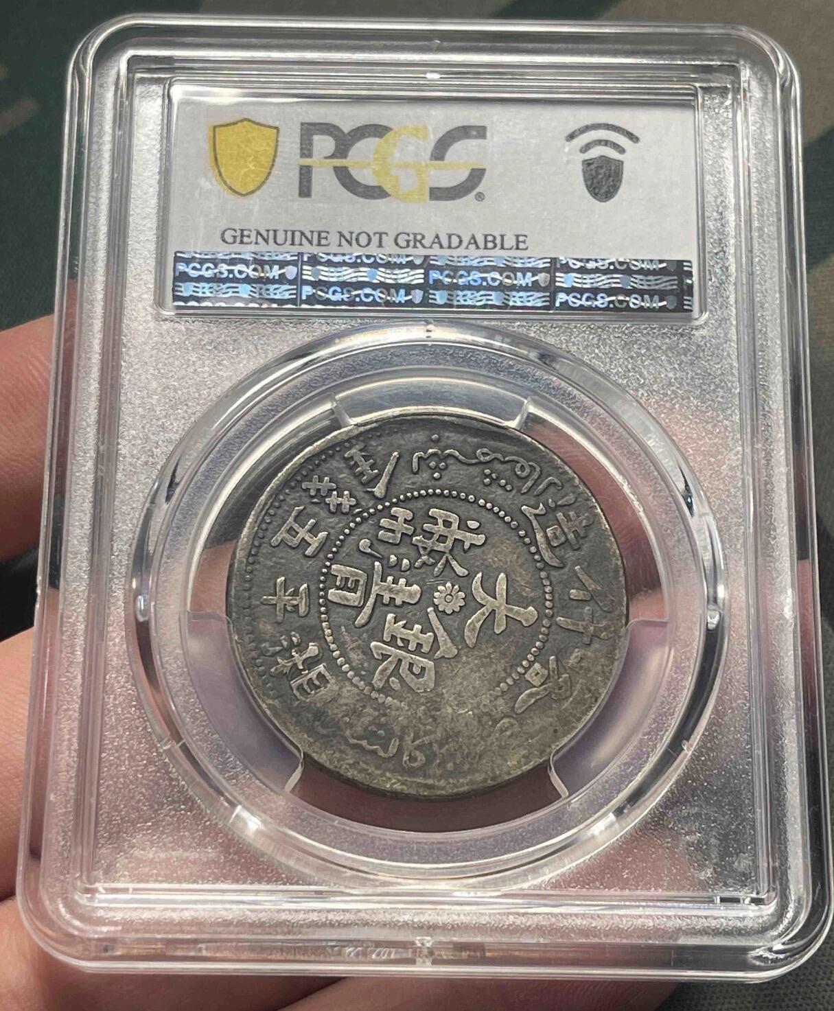 2026迎新春3月第一拍 大清银币喀什造湘平五钱 PCGS 大背逆 原汁原味黑彩包浆大背逆