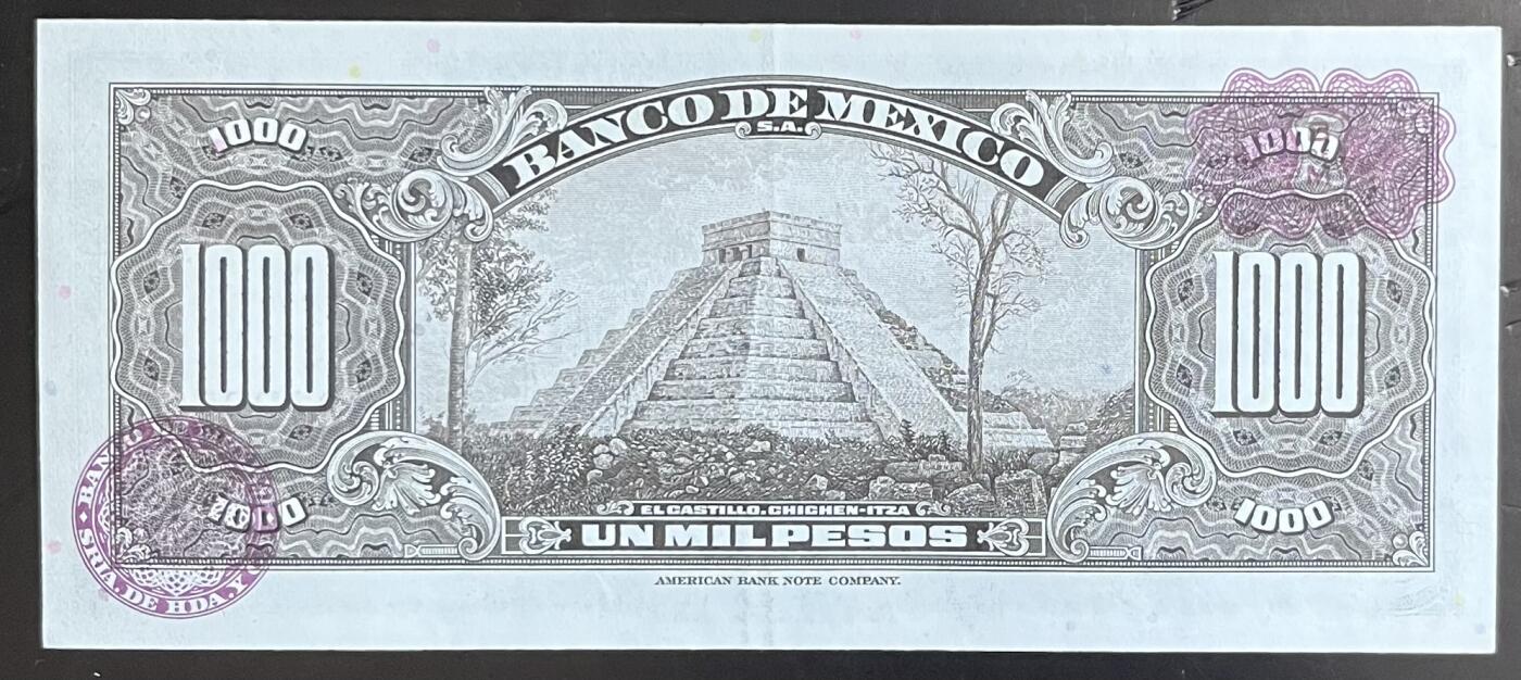 小福收藏拍卖第201期 流通品相裸钞 特惠场 本场拍卖美洲大洋洲非洲亚洲纸币【佣金仅收2% 不设最低佣金 全场包邮】 墨西哥 1972年 1000比索 AUNC