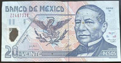小福收藏拍卖第201期 流通品相裸钞 特惠场 本场拍卖美洲大洋洲非洲亚洲纸币【佣金仅收2% 不设最低佣金 全场包邮】 - 墨西哥 2001年 20比索 塑料钞 