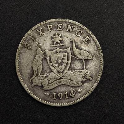 【淘币小摊】实时拍第八百七十四拍   银币散币场    每周一统一发货 - 澳大利亚1914年乔治五世6便士银币