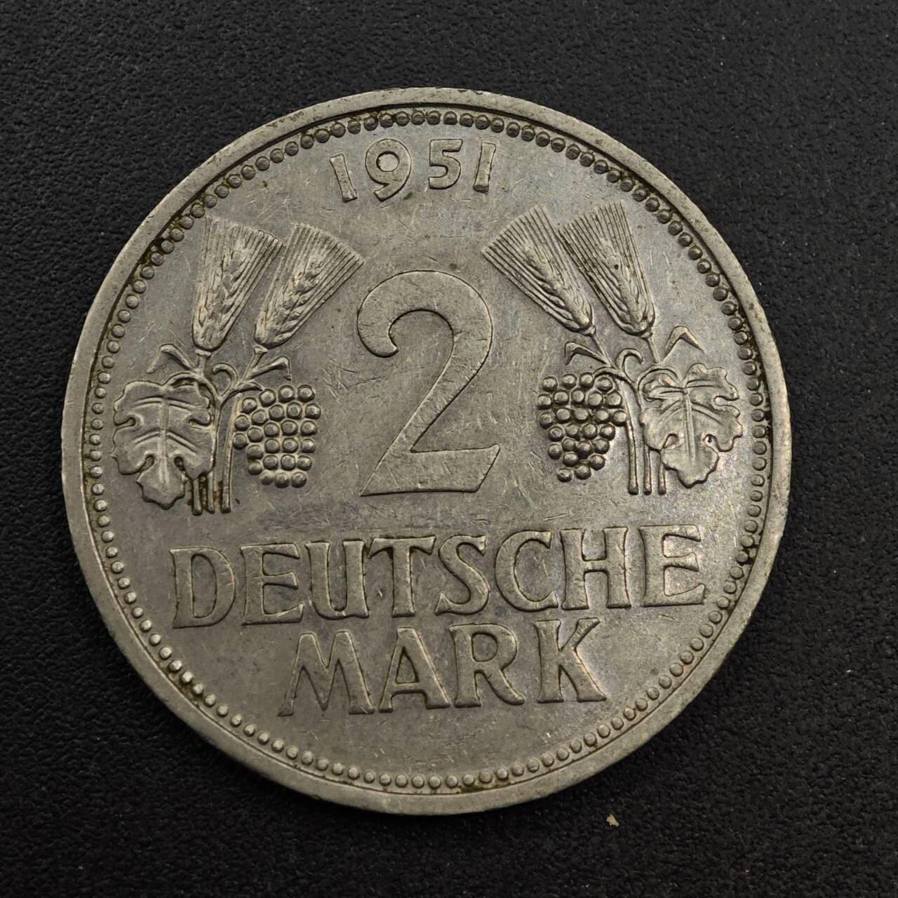 【淘币小摊】实时拍第八百七十四拍   银币散币场    每周一统一发货 德国1951年2马克镍币少见