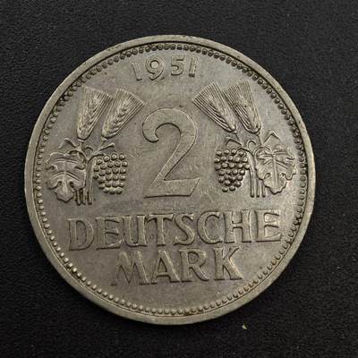 【淘币小摊】实时拍第八百七十四拍   银币散币场    每周一统一发货 - 德国1951年2马克镍币少见