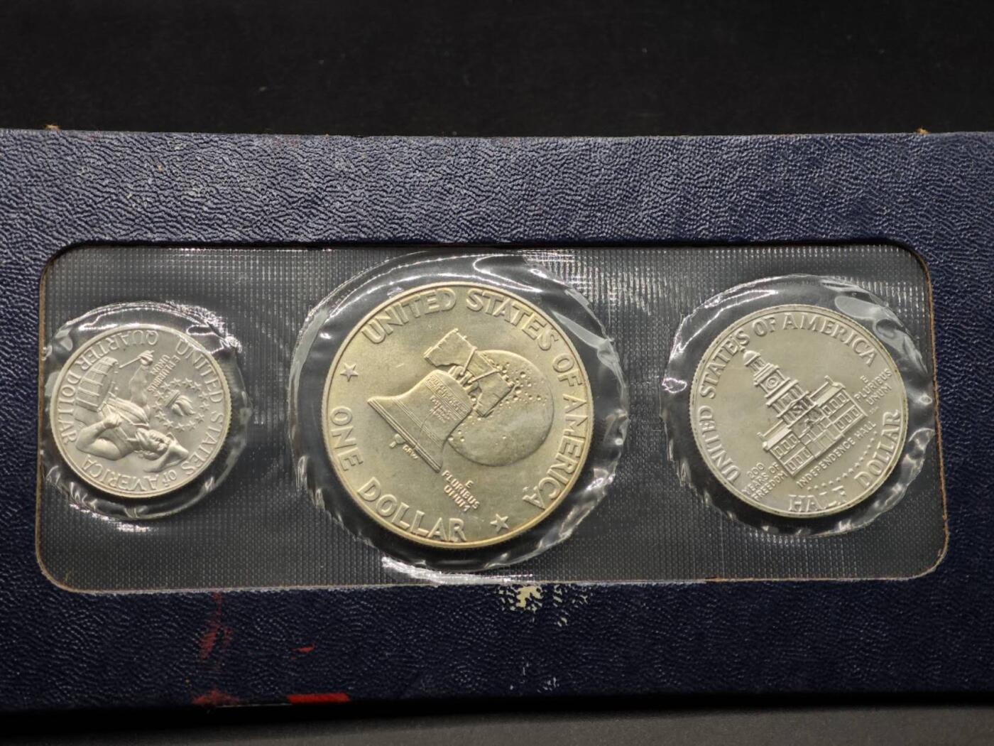 【淘币小摊】实时拍第八百七十三拍   银币套币场    每周一统一发货 美国1976年建国200周年纪念银币3枚套