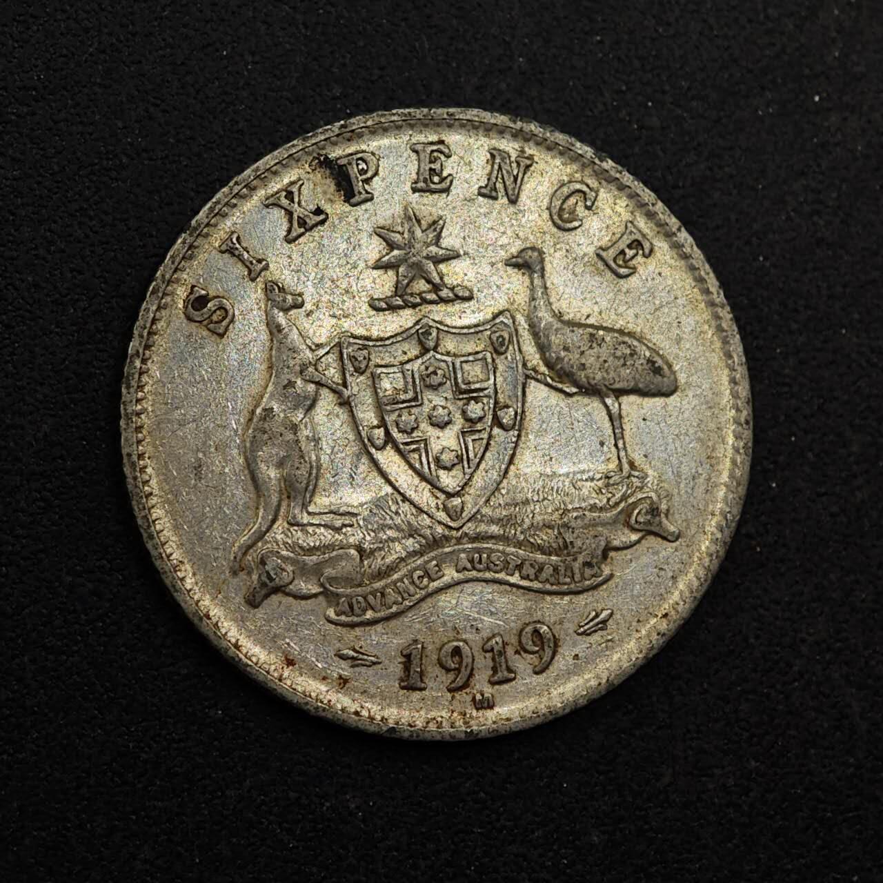 【淘币小摊】实时拍第八百七十四拍   银币散币场    每周一统一发货 澳大利亚1919年乔治五世6便士银币